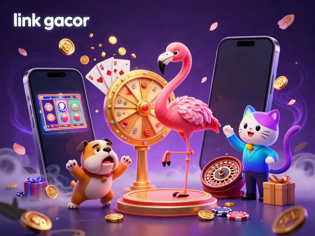 Experience the excitement of link gacor with colorful slot games and vibrant casino elements.