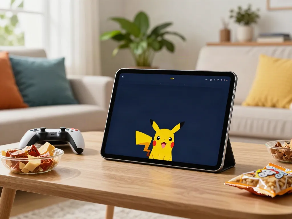 Pikachu App 2026 user enjoying live sports streaming on tablet at home.